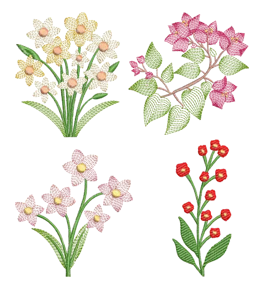 Matriz de Bordado Kit Flores Variadas